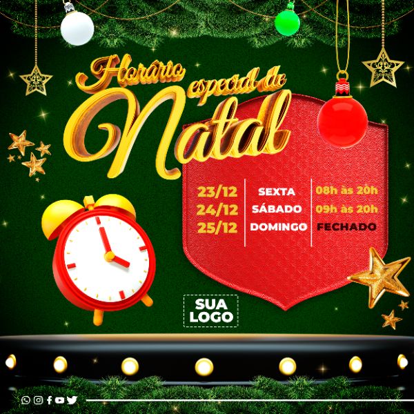HORÁRIO ESPECIAL DE NATAL PSD EDITÁVEL