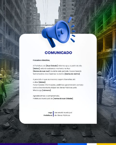 PREFEITURA COMUNICADO AVISO INFORME IMPORTANTE SOCIAL MEDIA FLYER PSD EDITÁVEL