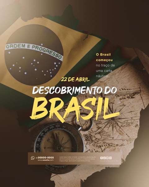 DIA DO DESCOBRIMENTO DO BRASIL 22 DE ABRIL SOCIAL MEDIA EDITÁVEL 