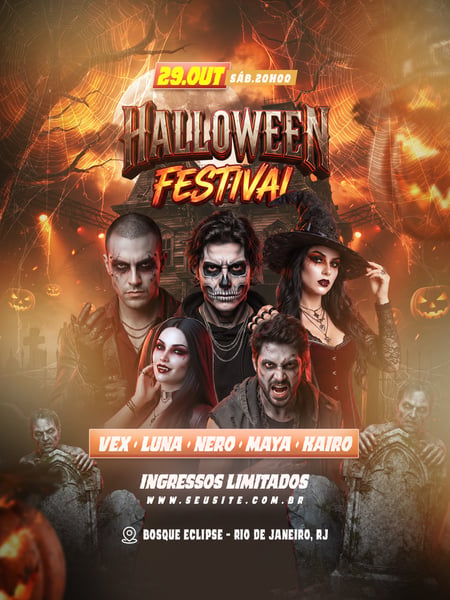 FLYER HALLOWEEN FESTIVAL FEED PSD EDITÁVEL
