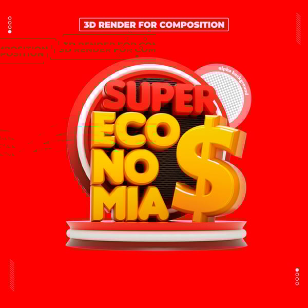 SELO 3D SUPER ECONOMIA PARA COMPOSIÇÃO