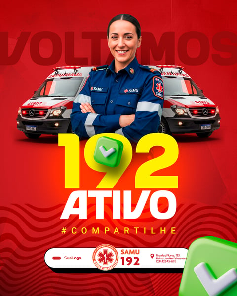 NÚMERO SAMU ATIVO PREFEITURA PSD EDITÁVEL
