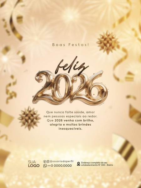 POST FEED FELIZ ANO NOVO 2026 SOCIAL MEDIA PSD EDITÁVEL 5