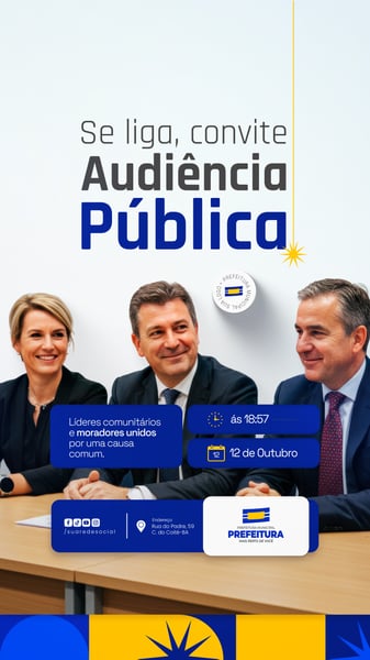 SE LIGA AUDIÊNCIA PÚBLICA CONVITE PREFEITURA MUNICIPAL SOCIAL MEDIA PSD EDITÁVEL