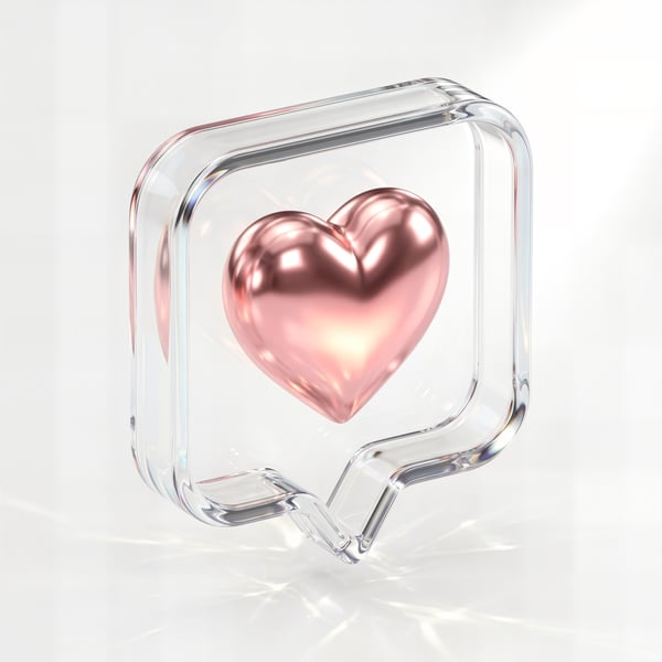 ELEMENTO 3D ÍCONE COM CORAÇÃO ROSA 04