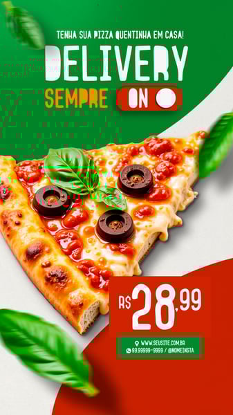 STORY DELIVERY SEMPRE ON PIZZARIA SOCIAL MEDIA PSD EDITÁVEL