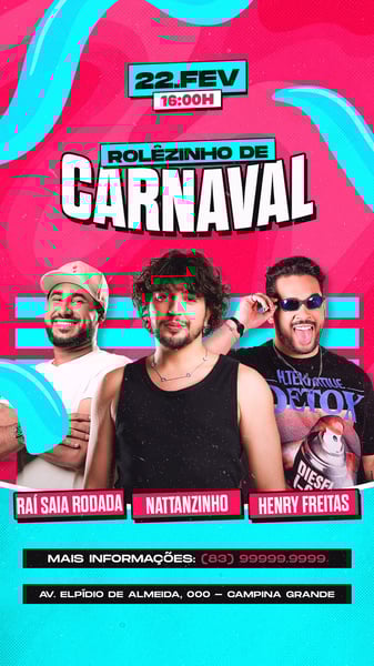 FLYER EVENTO PSD EDITÁVEL STORIES ROLÊZINHO DE CARNAVAL
