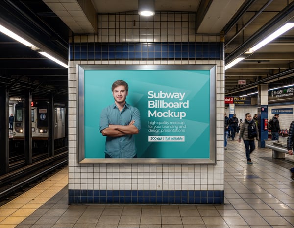 PUBLICIDADE NO METRÔ PSD EDITÁVEL MOCKUP