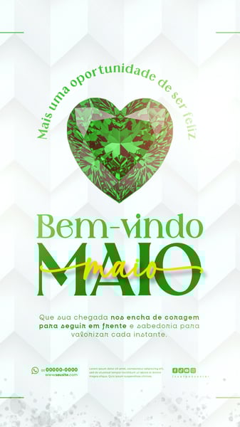 BEM VINDO MAIO SAUDAÇÃO MÊS SOCIAL MEDIA POST EDITÁVEL STORY
