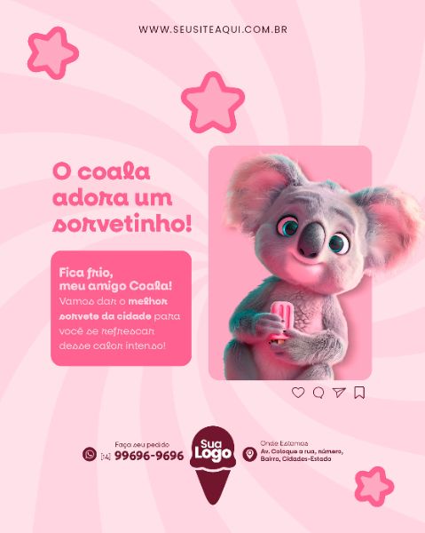 FEED VERTICAL - SORVETERIA - SORVETE | SOCIAL MEDIA | PSD EDITÁVEL