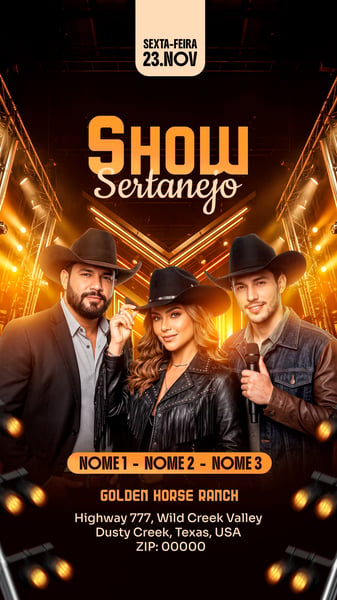 FLYER PARA STORIES COM SHOW SERTANEJO