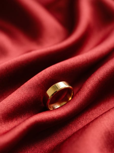 ALIANÇAS DE CASAMENTO EM CIMA DE UM TECIDO VERMELHO 01