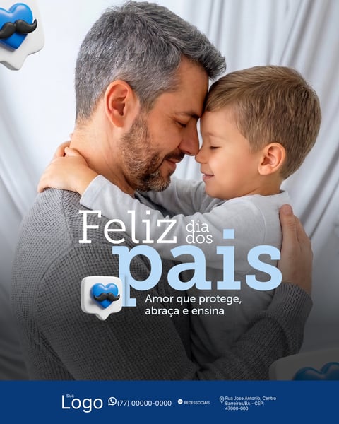 FELIZ DIA DOS PAIS 09 DE AGOSTO SOCIAL MEDIA PSD EDITÁVEL
