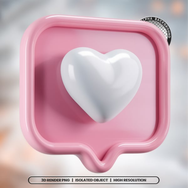 HYW SELO 3D RENDER CORAÇÃO EM CAIXA ELEMENTO ÍCONE PSD PNG (320)