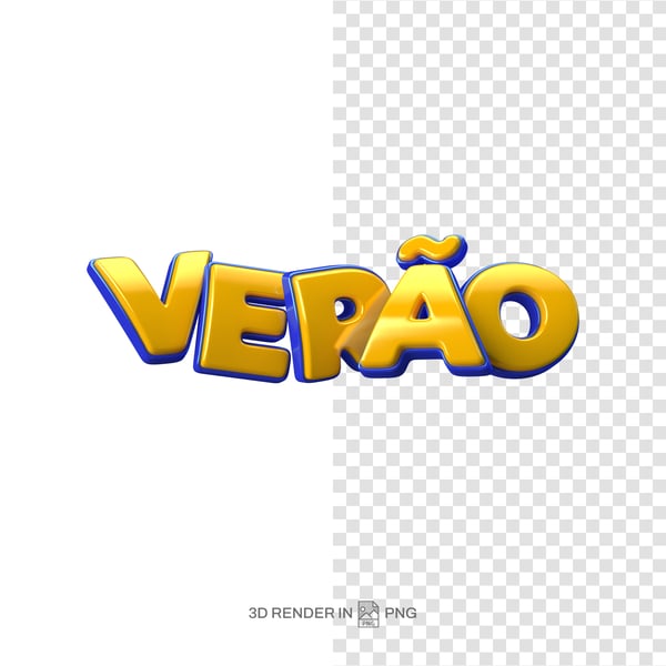3D RENDER LETRAÇÃO VERÃO AZUL AMARELO
