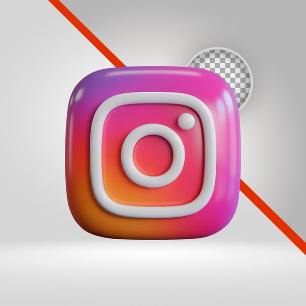 ÍCONE 3D INSTAGRAM LOGO 3D, PNG COM FUNDO TRANSPARENTE, REDE SOCIAIS 
