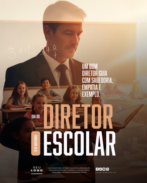 DIA DO DIRETOR ESCOLAR 12 DE NOVEMBRO SOCIAL MEDIA PSD EDITÁVEL 5