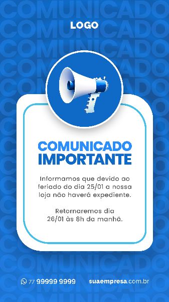SOCIAL MEDIA PARA AVISOS E COMUNICADOS - AZUL