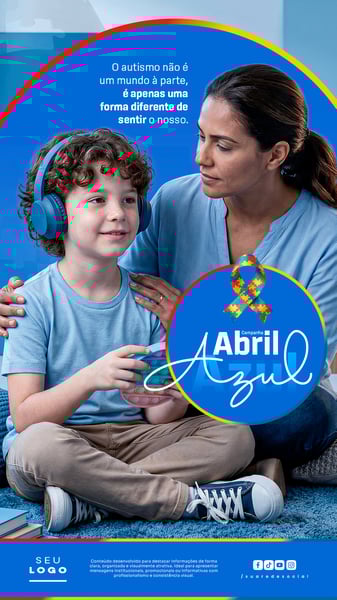 ABRIL AZUL MÊS MUNDIAL DE CONSCIENTIZAÇÃO SOBRE O TRANSTORNO DO ESPECTRO AUTISTA TEA STORY SOCIAL MEDIA PSD EDITÁVEL 2