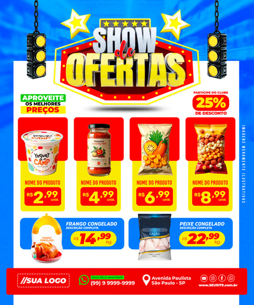ENCARTE SHOW DE OFERTAS SUPERMERCADO REDES SOCIAIS EDITÁVEL