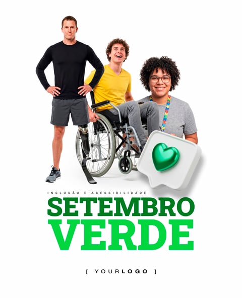 CARTAZ SETEMBRO VERDE DIVERSIDADE GRUPO PESSOAS COM DEFICIÊNCIA PSD EDITÁVEL