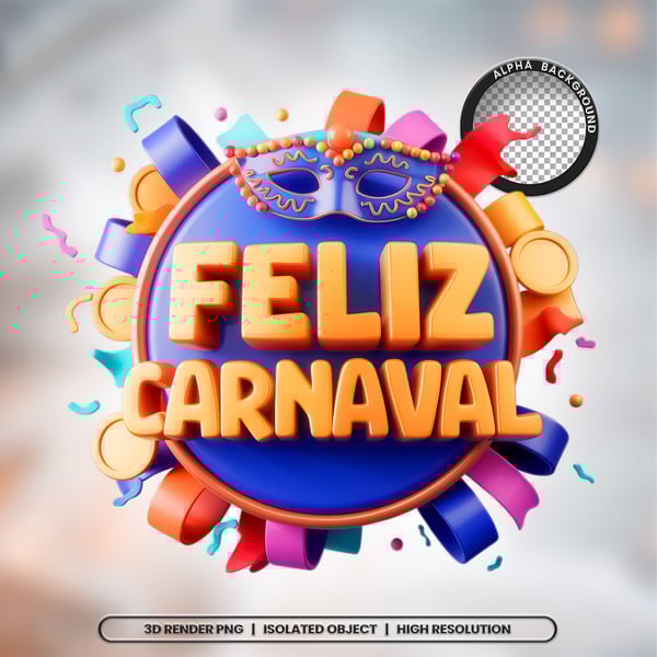 LYR SELO 3D RENDER FELIZ CARNAVAL ELEMENTO ÍCONE PSD PNG (329)