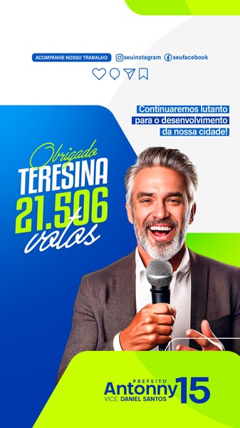 SOCIAL MEDIA ELEIÇÕES AGRADECIMENTO PELOS VOTOS VITÓRIA CAMPANHA POLÍTICA STORY