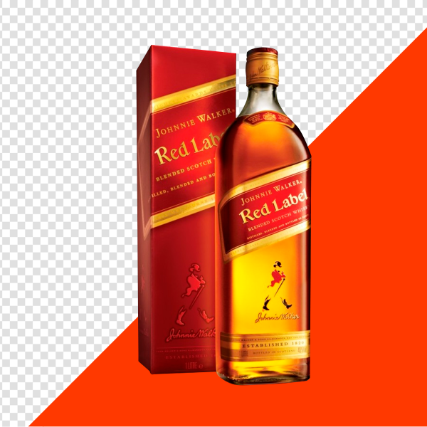 GARRAFA WHISKY RED LABEL 12 ANOS PNG TRANSPARENTE SEM FUNDO