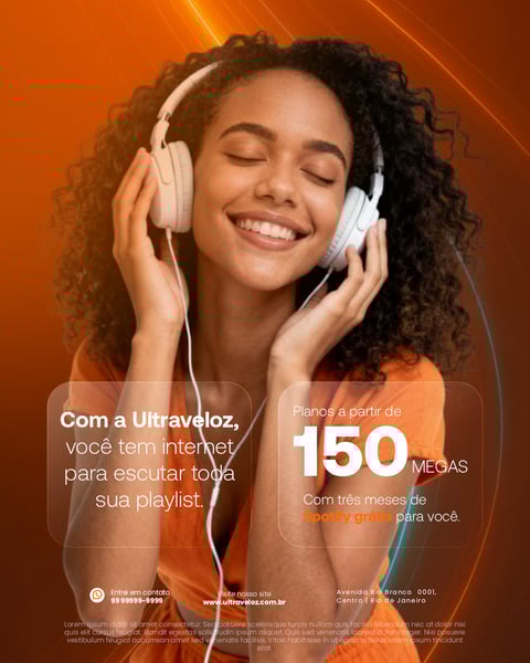 COM A ULTRAVELOZ VOCÊ TEM INTERNET PARA ESCUTAR TODA SUA PLAYLIST SOCIAL MEDIA PSD EDITÁVEL