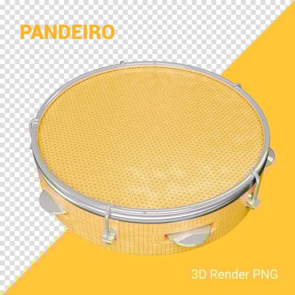 PANDEIRO 3D CARNAVAL ELEMENTO PNG COMPOSIÇÃO SOCIAL MEDIA