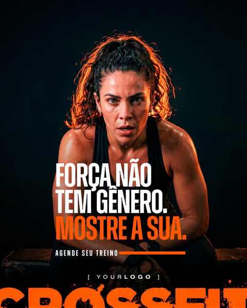 FORÇA NÃO TEM GÊNERO CROSSFIT SOCIAL MEDIA PSD EDITÁVEL