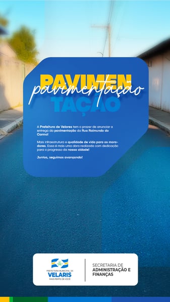 PREFEITURA PAVIMENTAÇÃO AVISO INFORME COMUNICADO SOCIAL MEDIA PSD EDITÁVEL