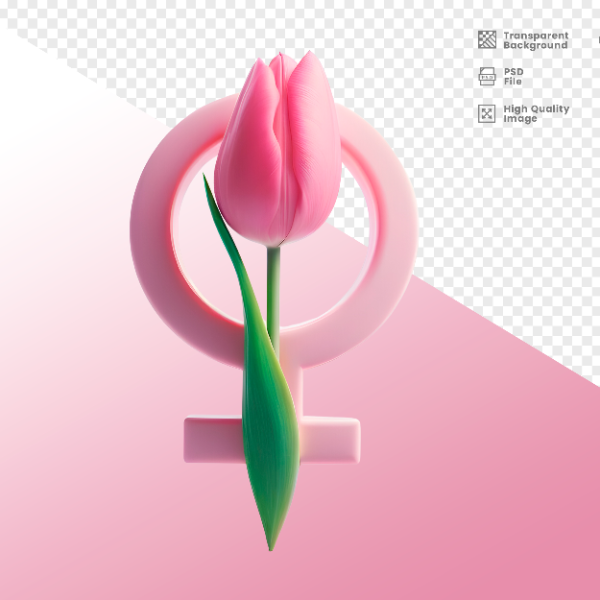 DIA DA MULHER -  ELEMENTO 3D  SÍMBOLO DE GÊNERO DA MULHER PARA COMPOSIÇÃO