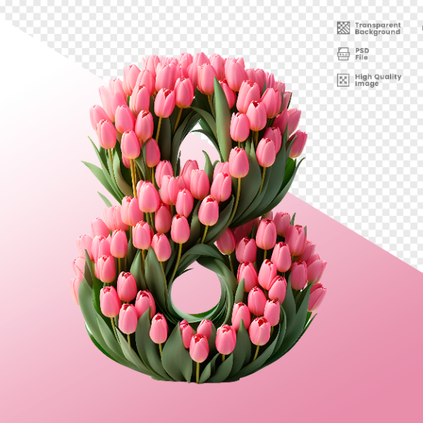DIA DA MULHER -  ELEMENTO 3D NÚMERO 8 PARA COMPOSIÇÃO