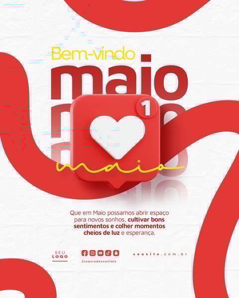 BEM VINDO MAIO SAUDAÇÃO MÊS SOCIAL MEDIA POST EDITÁVEL FEED