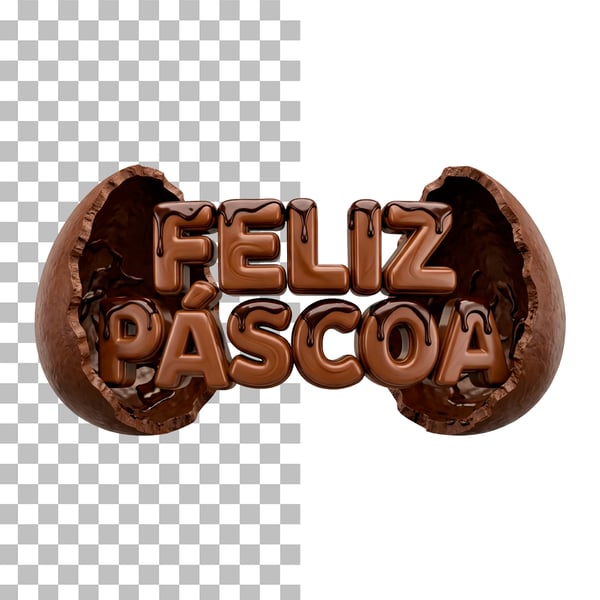 SELO 3D FELIZ PÁSCOA COM OVOS DE PÁSCOA EM PNG TRANSPARENTE