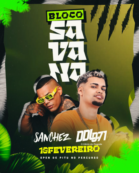 FLYER EVENTO CARNAVAL BLOCO BLOCO SAVANA FEED PSD EDITÁVEL