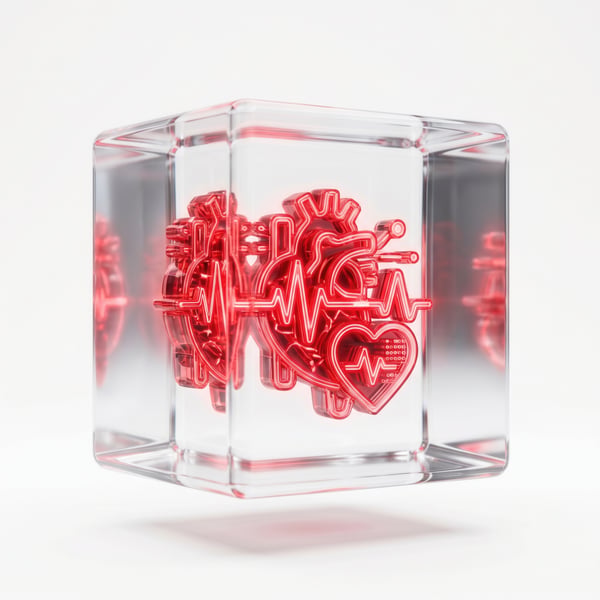 ÍCONE 3D RENDER PULSAÇÃO DE BIOFEEDBACK TRANSLÚCIDO EM VIDRO CRISTALINO 1 5K