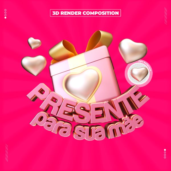 SELO 3D PRESENTE PARA SUA MÃE