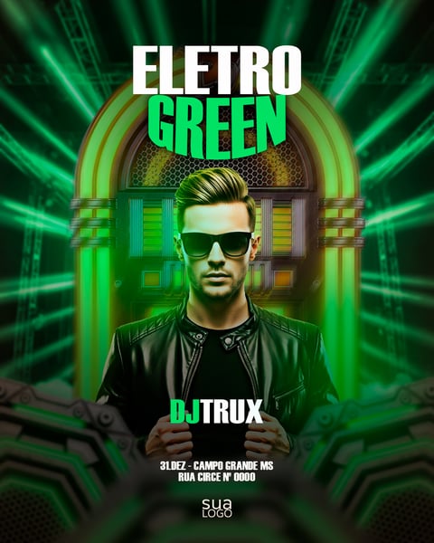 FLYER ELETRO GREEN PARA MÍDIAS SOCIAIS — MODELO PSD EDITÁVEL
