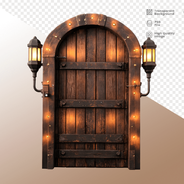 PORTA DE MADEIRA COM LUZ - ELEMENTO 3D PARA COMPOSIÇÃO