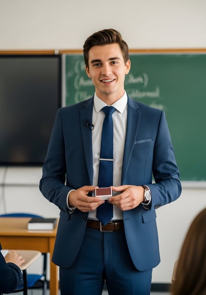 08 Um jovem fazendo uma apresentação na sala de aula 01