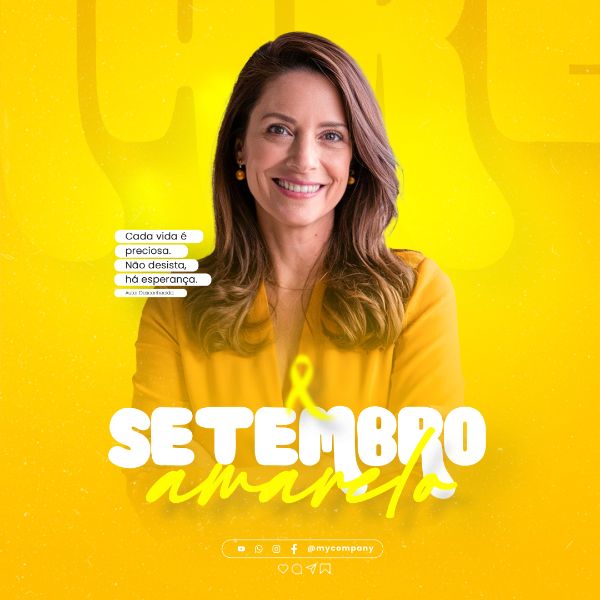 SETEMBRO AMARELO MÊS DE PREVENÇÃO AO SUICÍDIO SOCIAL MEDIA FLYER PSD EDITÁVEL