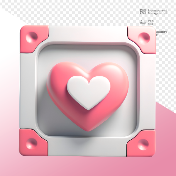 CORAÇÃO QUADRADO -  ELEMENTO 3D CORAÇÃO  PARA COMPOSIÇÃO