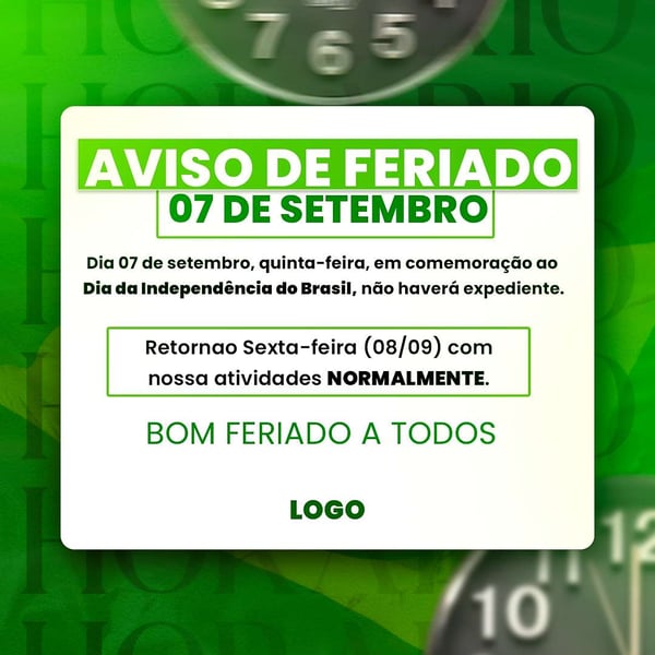 7 DE SETEMBRO HORÁRIO