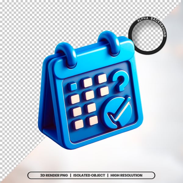 3D RENDER CALENDÁRIO ELEMENTO ÍCONE PSD PNG