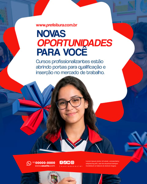 CURSOS PROFISSIONALIZANTES PREFEITURA SOCIAL MEDIA PSD EDITÁVEL