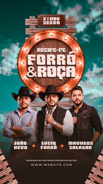 FLYER VERTICAL PARA STORIES COM EVENTO DE FORRÓ PSD TEMPLATE