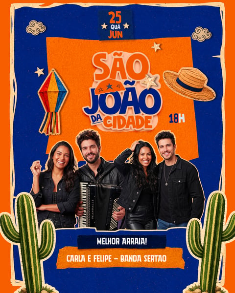 FLYER SÃO JOÃO ARRAIÁ FESTA JUNINA EVENTO SHOW FEED PSD EDITÁVEL 2