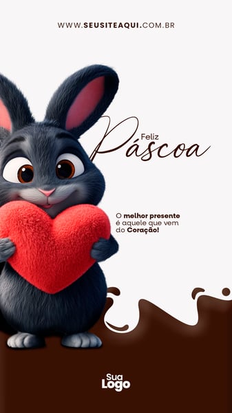 Story Feliz Páscoa, Coelhinho, Chocolate - Social Media